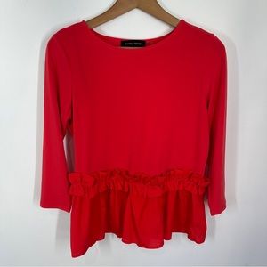 Ivanka Trump Coral 3/4 Sleeve Peplum Top Small